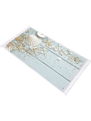 EXCLUSIVE Toprak Dijital Halı Saçaklı Tara Deniz Mavi 180 x 280 cm