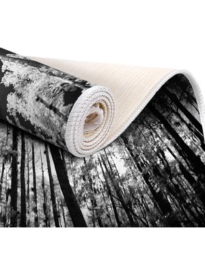 EXCLUSIVE Saray Dijital Halı Saçaklı Della Orman Siyah 80 x 120 cm