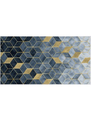 Exclusive Saray Dijital Halı Verna Geometrik Mavi