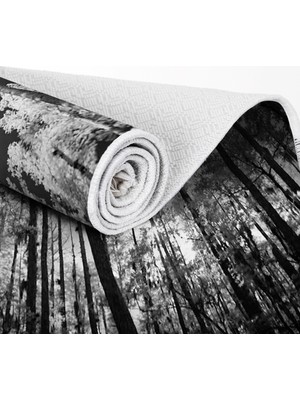 EXCLUSIVE Toprak Dijital Halı Saçaklı Della Orman Siyah 180 x 280 cm