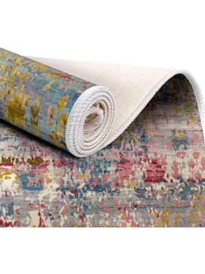 EXCLUSIVE Saray Dijital Halı Saçaklı Essie Soyut Renkli 80 x 120 cm