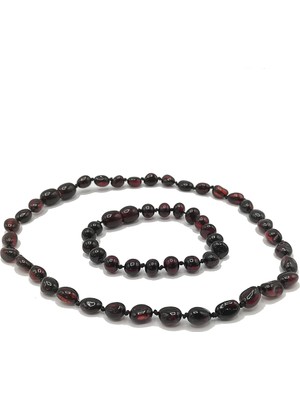 Vip Kehribar Sertifikalı Baltık Kehribar Yassı Kehribar Bebek Diş Kolyesi Bileklik Set