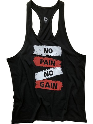 Bluu Fitness Siyah Sporcu Atleti Tank Top L Beden No Pain No Gain Özellikli