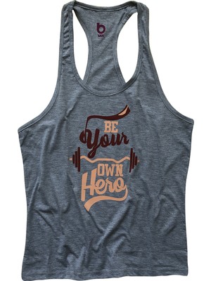 Bluu Fitness Gri Sporcu Atleti Gym Tank Top Be Your Own Hero
