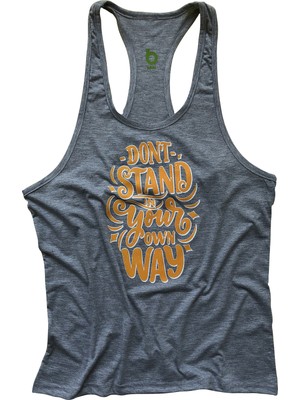 Bluu Fitness Gym Tank Top Sporcu Atleti Don't Stand Gri