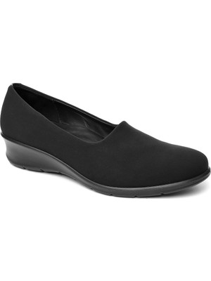 Ecco Siyah Kadın Slip On / Bağcıksız 21704351052 Felicia Black / Black Textile / Feather