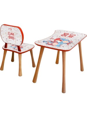 Popcorn Kids Cute Girl Sandalyeli Aktivite Masa Seti 2 - 6 Yaş