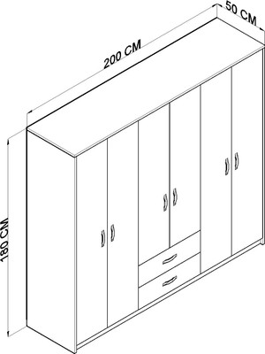 Metalia Gm315 Cesar 6 Kapı 2 Çekmeceli Aynalı Gardırop