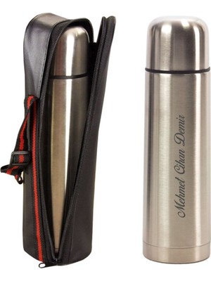 Hediye Rengi İsme Özel Çantalı Çelik Termos - Küçük Boy 500 ml