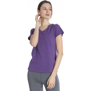 Kadın Mor Günlük V Yaka Tişört 610003-GUL