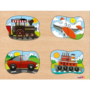 4' Ü 1 Arada - Taşıtlar Ahşap Puzzle