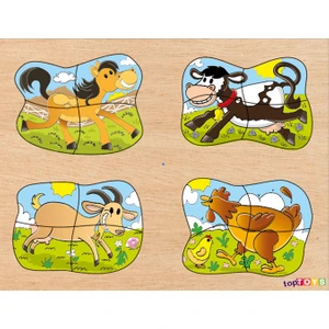 4' Ü 1 Arada - Çiftlik Hayvanları Ahşap Puzzle