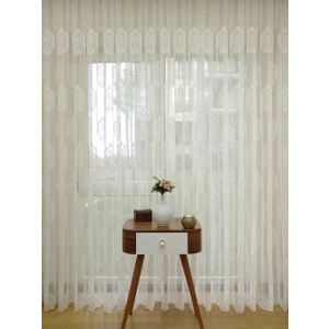 Esse Home Damask Desenli Özel Örme Dokulu Tül Perde 400 x 260 Sık Pile 1/3