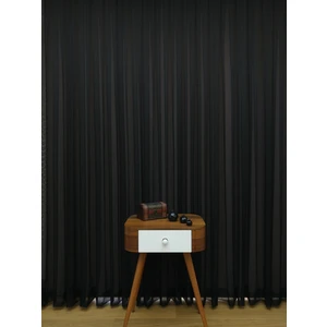 Esse Home Siyah Düz Tül Perde Etek Katlamalı 100 x 260 Sık Pile 1/3