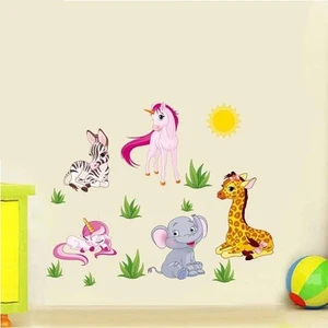 Crystal Kids Bebek Odası Duvar Sticker Unicorn Fil Zebra