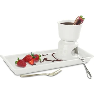 Fondü Takımı 5 Parça Beyaz Seramik Malzemeden Şık ve Modern Tasarım