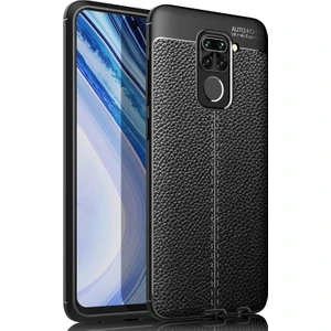 Case Street Xiaomi Redmi Note 9 Kılıf Niss Silikon Deri Görünümlü Siyah