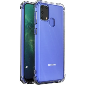 Case Street Samsung Galaxy M31 Kılıf Antishock Sert Kapak + Nano Glass Şeffaf