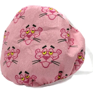 Çocuk Mikrofilament Nano Bez Maske 5 Adet   Pembe Panter Desen