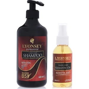 Keratin Saç Bakım Seti Şampuan 400 ml + Bakım Yağı 100 ml