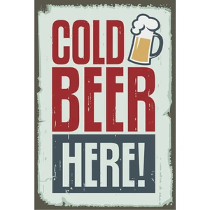 Hayat Poster Soğuk Bira Burada Retro Vintage Ahşap Poster