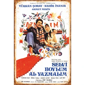 Hayat Poster Selvi Boylum Al Yazmalım Retro Vintage Ahşap Poster