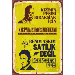 Hayat Poster Benim Aşkım Satılık Değil, Yeşilçam Retro Vintage Ahşap Poster