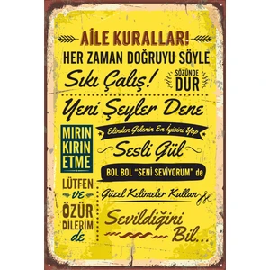 Hayat Poster Aile Kuralları Tablosu Ahşap Poster