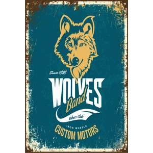 Hayat Poster Motorcu Kurt Retro Vintage Ahşap Poster