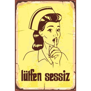 Hayat Poster Sus Yapan Hemşire Retro Vintage Ahşap Poster