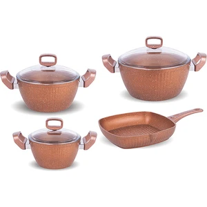 G-5014 Bakır 7 Parça Bodrum Granit Tencere Seti
