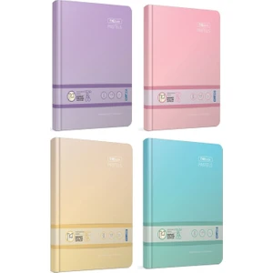 Pastel Renkler Çizgili Defter Seti - Pembe - Şeftali - Lila - Turkuaz