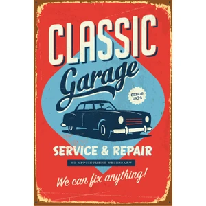 Hayat Poster Klasik Araba Garajı Retro Vintage Ahşap Poster