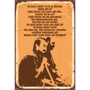 Hayat Poster Leyla ile Mecnun Uzun Replik Retro Vintage Ahşap Poster