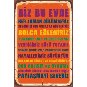 Hayat Poster Mutlu Aile Tablosu Retro Vintage Ahşap Poster