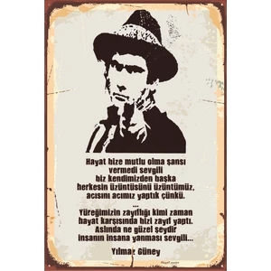 Hayat Poster Yılmaz Güney Hayat Bize Mutlu Olma Şansı Vermedi Retro Vintage Ahşap Poster