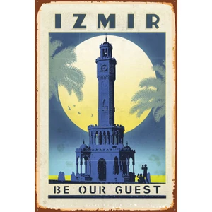 Hayat Poster Izmir Saat Kulesi Retro Vintage Ahşap Poster