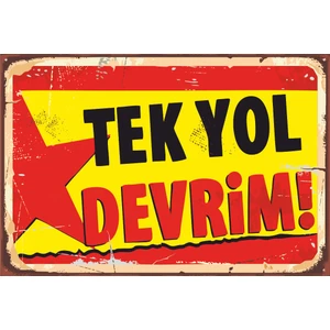Hayat Poster Tek Yol Devrim Retro Vintage Ahşap Poster