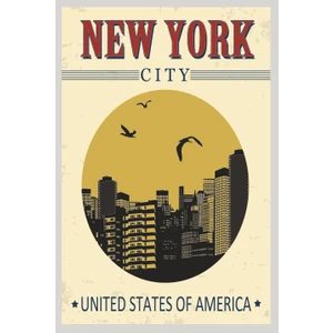 Hayat Poster Amerika New Yok Retro Vintage Ahşap Poster