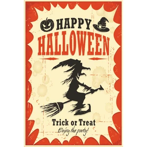 Hayat Poster Happy Halloween Mutlu Cadılar Bayramı Retro Vintage Ahşap Poster