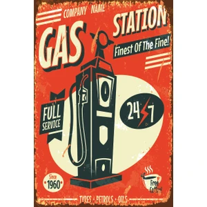 Hayat Poster Klasik Araba Benzin Istasyonu Retro Vintage Ahşap Poster
