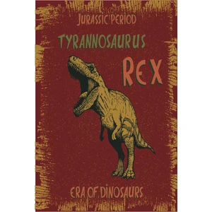 Hayat Poster T Rex Dinozor Retro Vintage Ahşap Poster