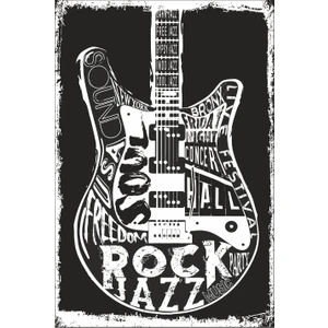 Hayat Poster Gitar Retro Vintage Ahşap Poster