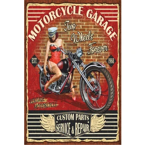 Hayat Poster Klasik Motor Garajı Retro Vintage Ahşap Poster