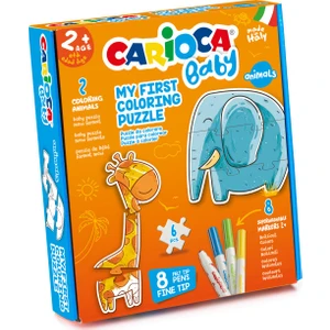 Boyanbilir Bebek Puzzle Hayvanlar +2 Yaş (8 Adet Bebek Keçeli) 6 Parça