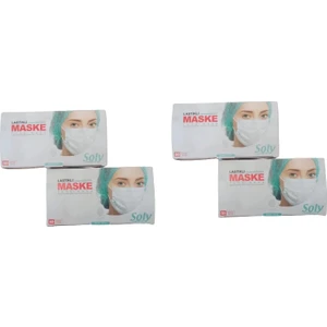 Soly Care Tek Kullanımlık Üç Katlı Telli Cerrahi Maske 50 Adet 4'lü