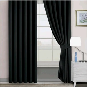 Evdepo Home Hazır Karartma Blackout Pilesiz Fon Perde Siyah 80 x 240 cm