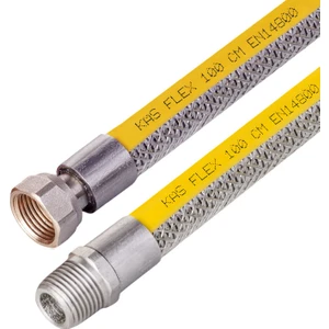 Kas Örgülü Doğalgaz Bağlantı Flexi Somun Nipel 1/2-1/2 125 cm