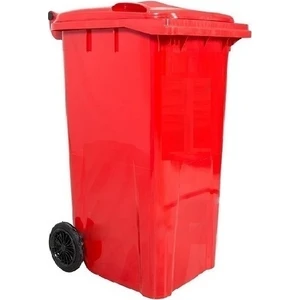 Plastik Çöp Konteyneri 240 Litre Konteyner - A+ Isıya Karşı Dayanıklı Malzeme - Kırmızı