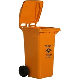 Plastik Tıbbi Atık Çöp Konteyneri 120 Litre Konteyner - A+ Isıya Karşı Dayanıklı Malzeme - Turuncu